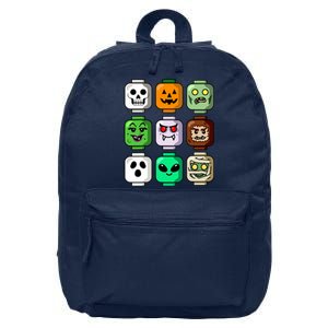 Halloween Building Brick Head Pumpkin Ghost Zombie 16 in Basic Backpack