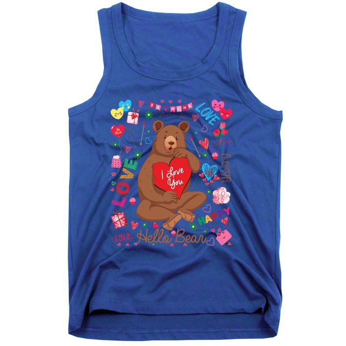 Hello Brown Bear Lover Notes Valentine's Day Gift Tank Top