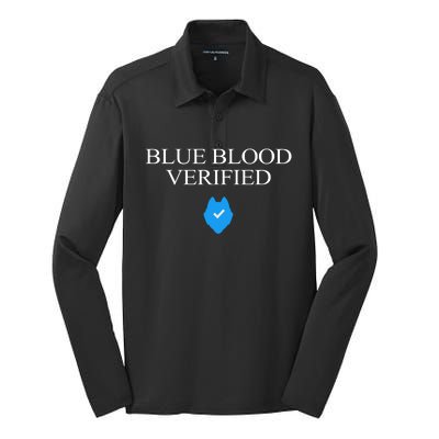 Huskie Blue Blood Verified Funny Silk Touch Performance Long Sleeve Polo