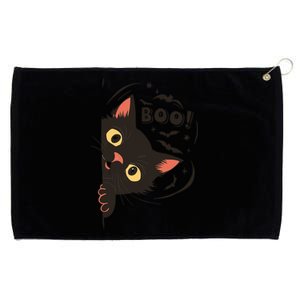 Halloween Boo Black Cat Funny For Cat Lovers Great Gift Grommeted Golf Towel