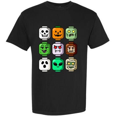 Halloween Building Brick Head Pumpkin Ghost Zombie Garment-Dyed Heavyweight T-Shirt