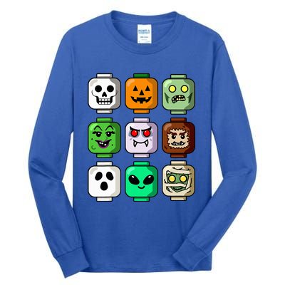 Halloween Building Brick Head Pumpkin Ghost Zombie Tall Long Sleeve T-Shirt