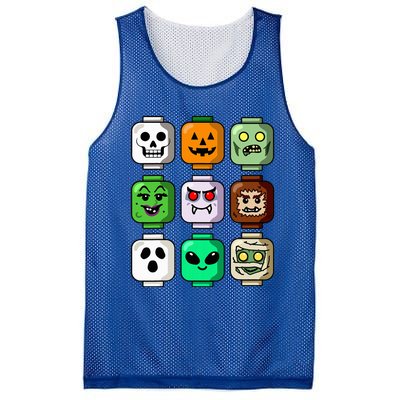 Halloween Building Brick Head Pumpkin Ghost Zombie Mesh Reversible Basketball Jersey Tank