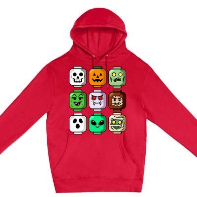 Halloween Building Brick Head Pumpkin Ghost Zombie Premium Pullover Hoodie