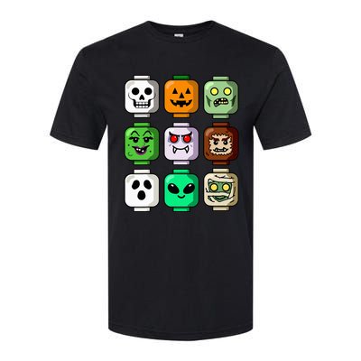 Halloween Building Brick Head Pumpkin Ghost Zombie Softstyle CVC T-Shirt