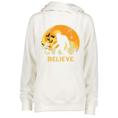 Halloween Bigfoot. Believe Womens Funnel Neck Pullover Hood