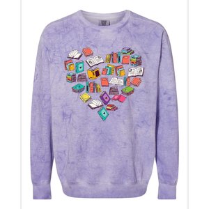 Heart Bookshelf Book Lover School Librarian Library Colorblast Crewneck Sweatshirt