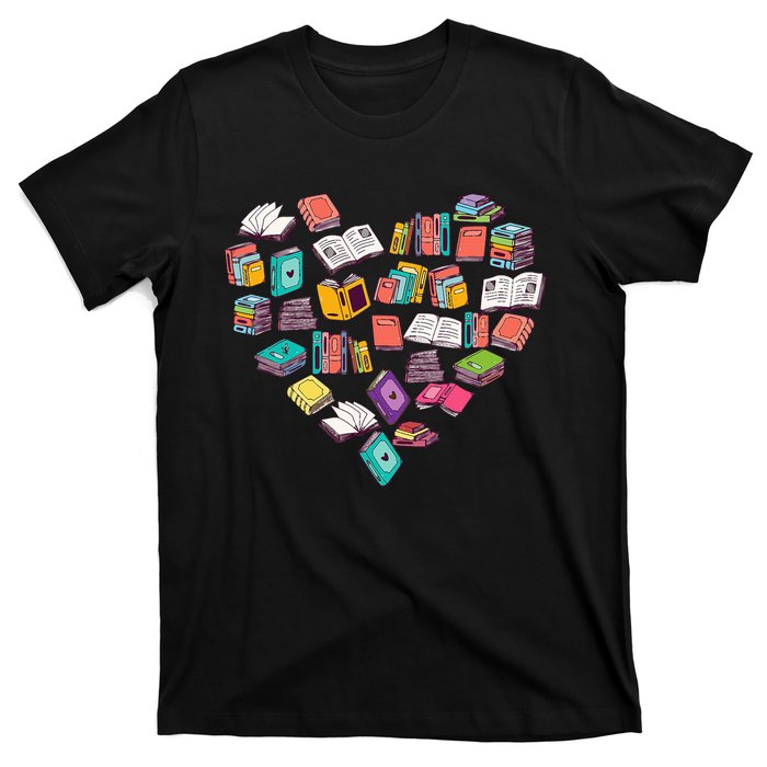 Heart Bookshelf Book Lover School Librarian Library T-Shirt