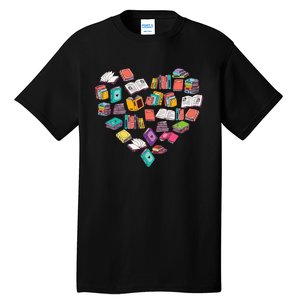 Heart Bookshelf Book Lover School Librarian Library Tall T-Shirt