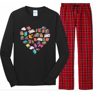 Heart Bookshelf Book Lover School Librarian Library Long Sleeve Pajama Set