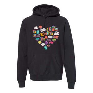 Heart Bookshelf Book Lover School Librarian Library Premium Hoodie