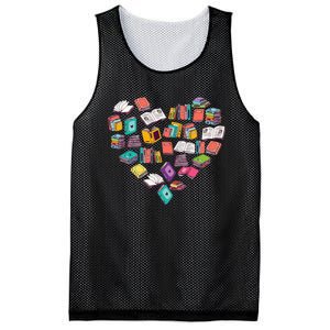 Heart Bookshelf Book Lover School Librarian Library Mesh Reversible Basketball Jersey Tank