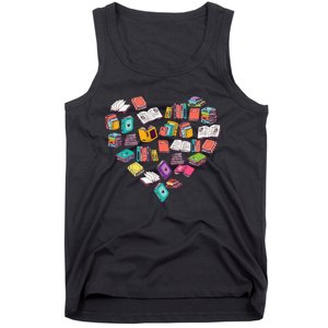 Heart Bookshelf Book Lover School Librarian Library Tank Top