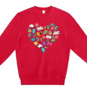 Heart Bookshelf Book Lover School Librarian Library Premium Crewneck Sweatshirt