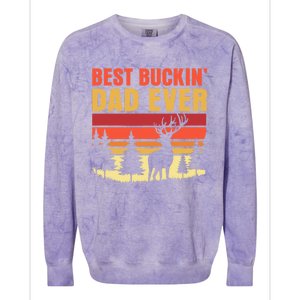 Hunting Best Buckin Dad Ever Deer Fathers Day Meaningful Gift Colorblast Crewneck Sweatshirt