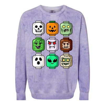 Halloween Building Brick Head Pumpkin Ghost Zombie Colorblast Crewneck Sweatshirt