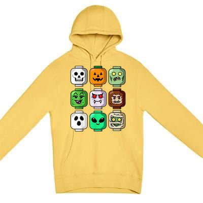 Halloween Building Brick Head Pumpkin Ghost Zombie Premium Pullover Hoodie