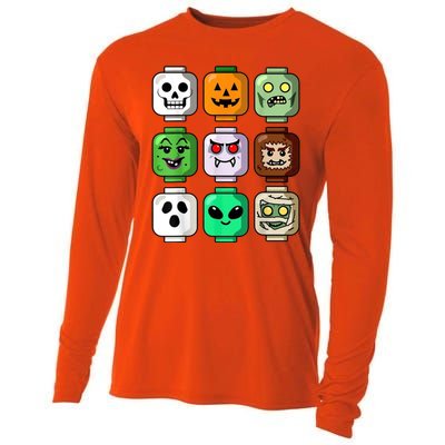 Halloween Building Brick Head Pumpkin Ghost Zombie Cooling Performance Long Sleeve Crew