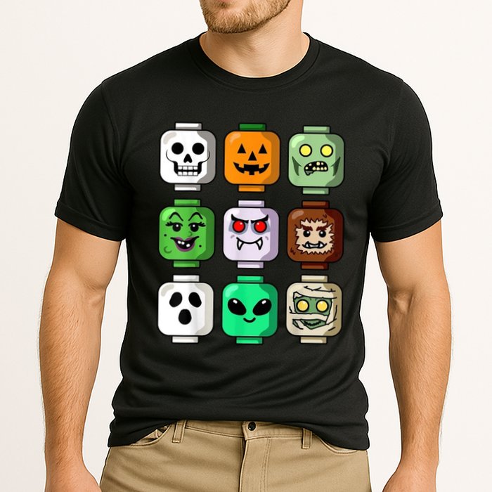 Halloween Building Brick Head Pumpkin Ghost Zombie Cooling Performance Crew T-Shirt