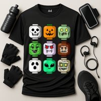 Halloween Building Brick Head Pumpkin Ghost Zombie Cooling Performance Crew T-Shirt