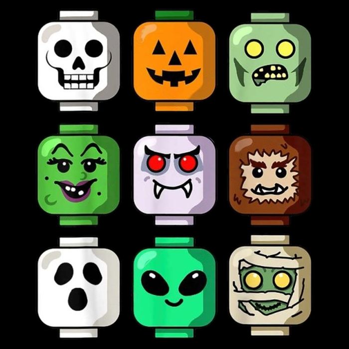 Halloween Building Brick Head Pumpkin Ghost Zombie Cooling Performance Crew T-Shirt