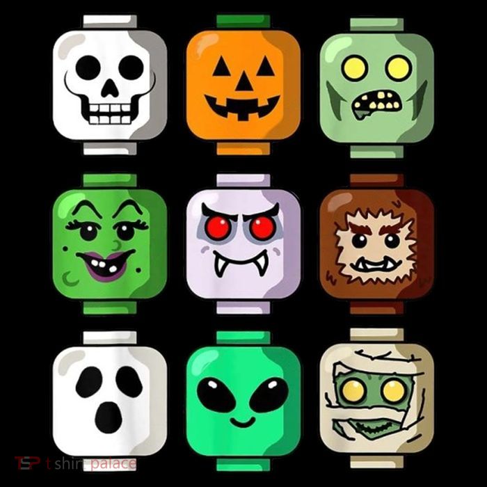 Halloween Building Brick Head Pumpkin Ghost Zombie Impact Tech Backpack