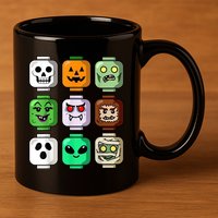 Halloween Building Brick Head Pumpkin Ghost Zombie 11oz C Handle Ceramic Mug