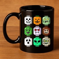 Halloween Building Brick Head Pumpkin Ghost Zombie 11oz C Handle Ceramic Mug