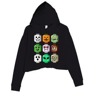 Halloween Building Brick Head Pumpkin Ghost Zombie Crop Fleece Hoodie