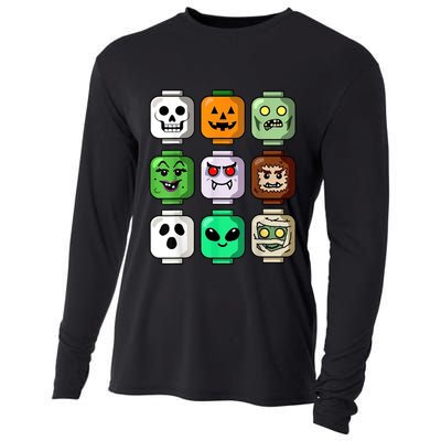 Halloween Building Brick Head Pumpkin Ghost Zombie Cooling Performance Long Sleeve Crew