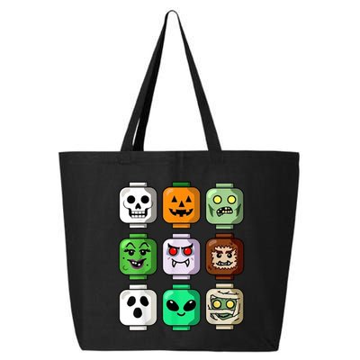 Halloween Building Brick Head Pumpkin Ghost Zombie 25L Jumbo Tote