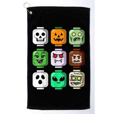 Halloween Building Brick Head Pumpkin Ghost Zombie Golf Towel