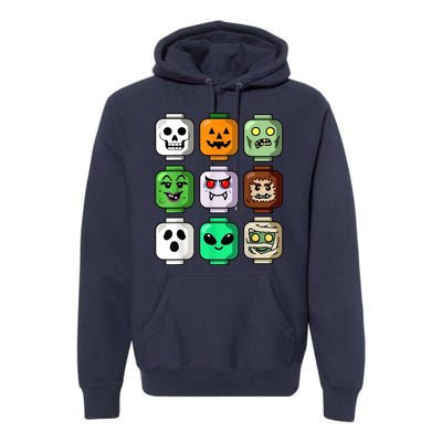 Halloween Building Brick Head Pumpkin Ghost Zombie Premium Hoodie