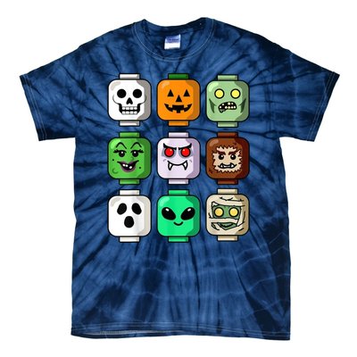 Halloween Building Brick Head Pumpkin Ghost Zombie Tie-Dye T-Shirt