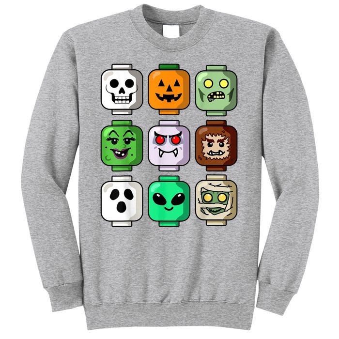 Halloween Building Brick Head Pumpkin Ghost Zombie Sweatshirt