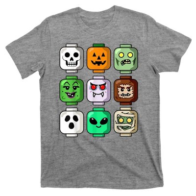 Halloween Building Brick Head Pumpkin Ghost Zombie T-Shirt