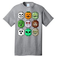 Halloween Building Brick Head Pumpkin Ghost Zombie Tall T-Shirt