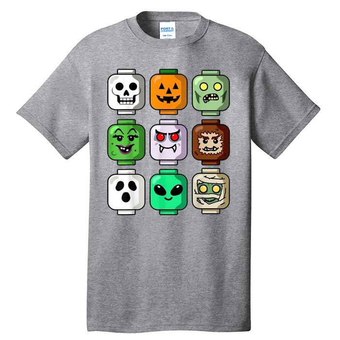 Halloween Building Brick Head Pumpkin Ghost Zombie Tall T-Shirt