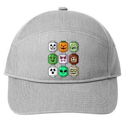Halloween Building Brick Head Pumpkin Ghost Zombie 7-Panel Snapback Hat