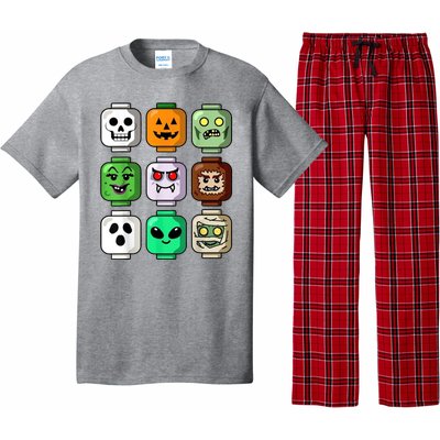 Halloween Building Brick Head Pumpkin Ghost Zombie Pajama Set