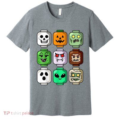 Halloween Building Brick Head Pumpkin Ghost Zombie Premium T-Shirt