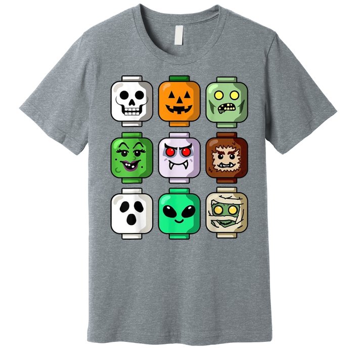 Halloween Building Brick Head Pumpkin Ghost Zombie Premium T-Shirt