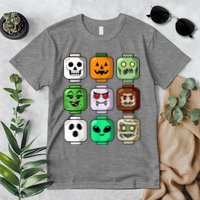 Halloween Building Brick Head Pumpkin Ghost Zombie Premium T-Shirt