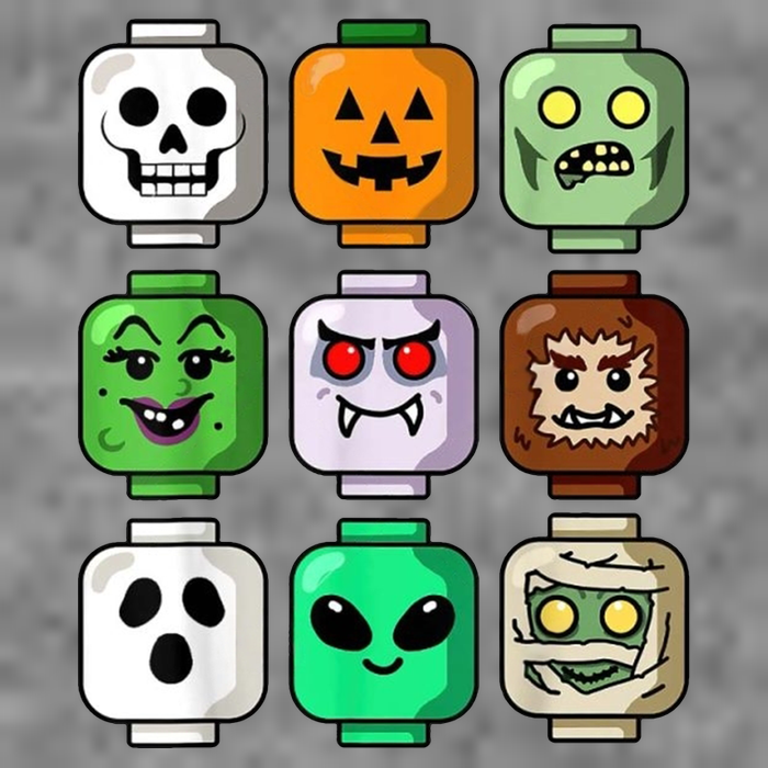 Halloween Building Brick Head Pumpkin Ghost Zombie Premium T-Shirt