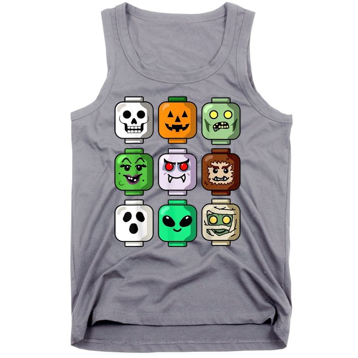 Halloween Building Brick Head Pumpkin Ghost Zombie Tank Top