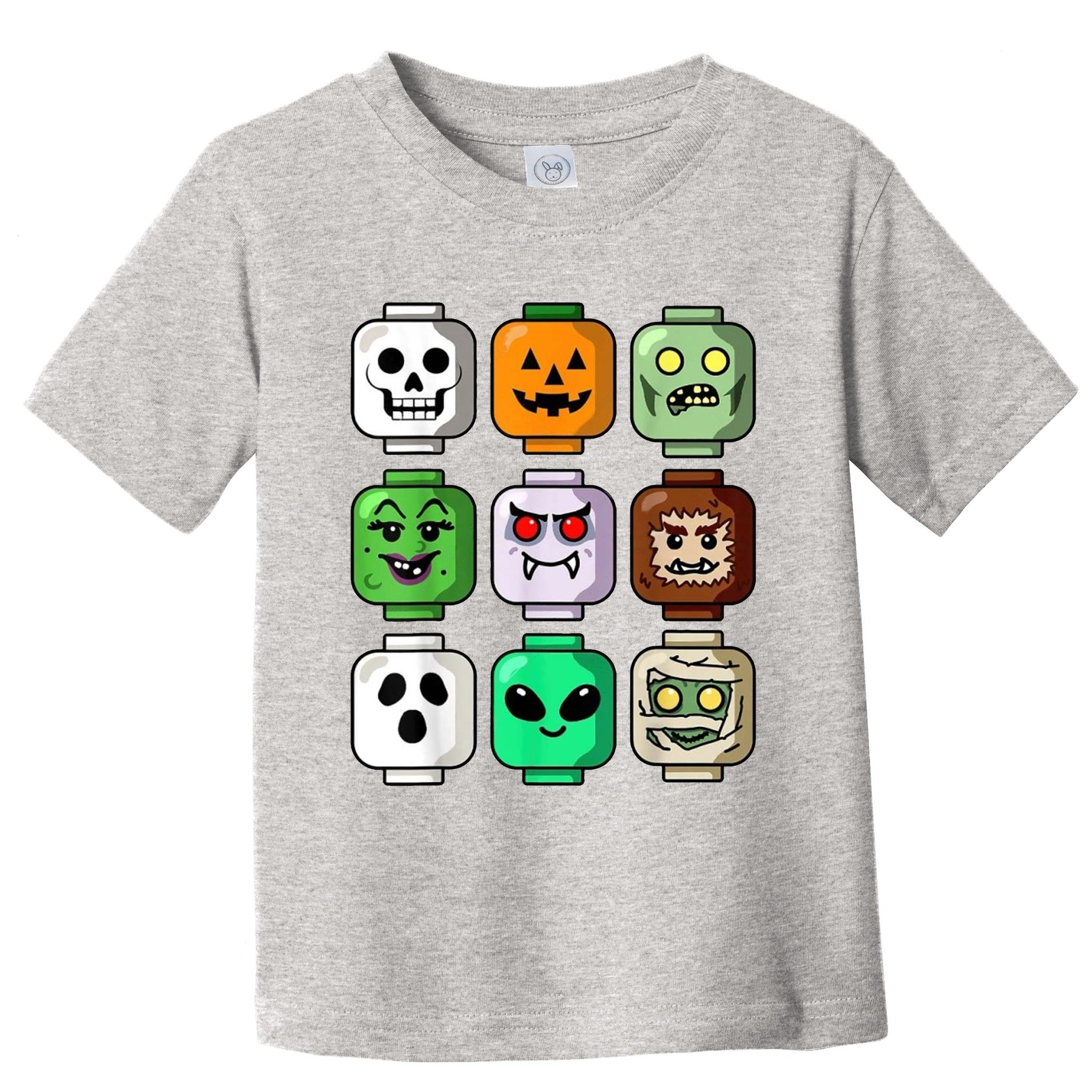 Halloween Building Brick Head Pumpkin Ghost Zombie Toddler T-Shirt