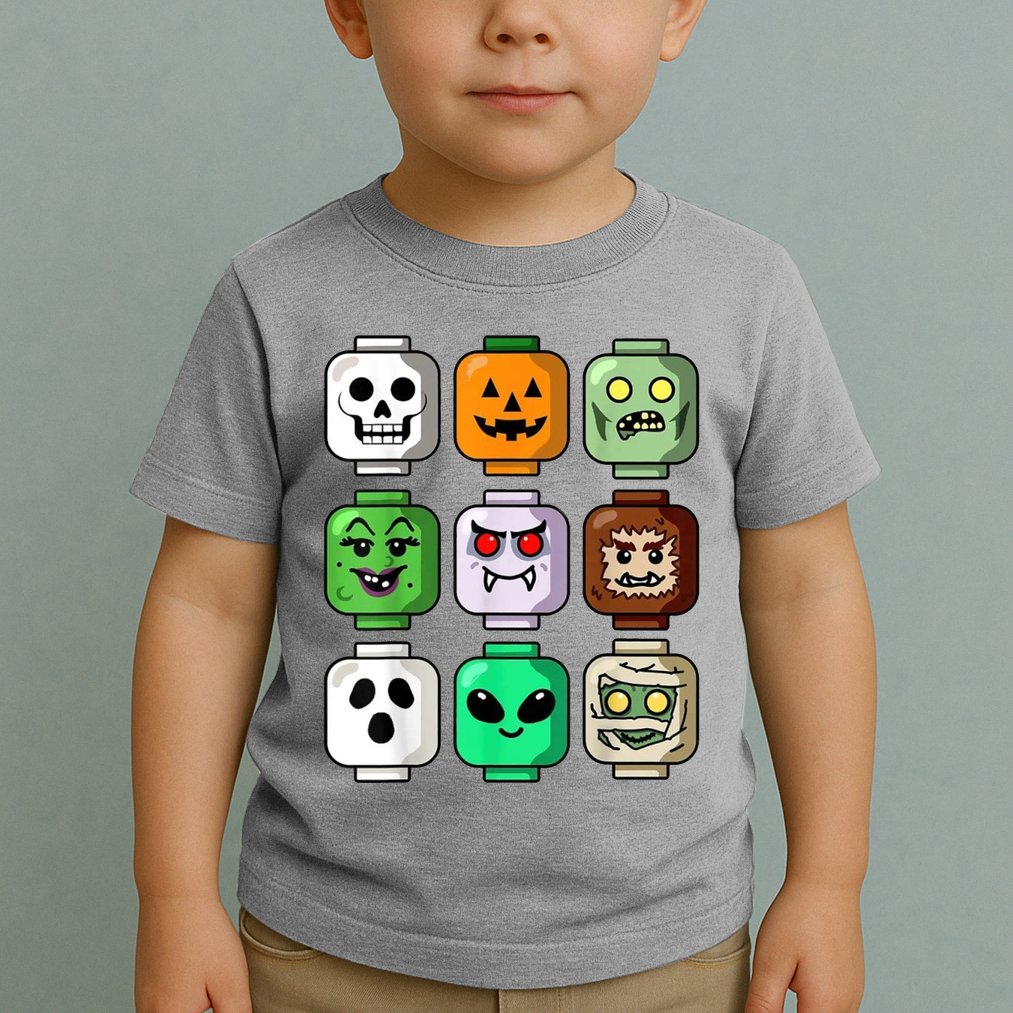 Halloween Building Brick Head Pumpkin Ghost Zombie Toddler T-Shirt