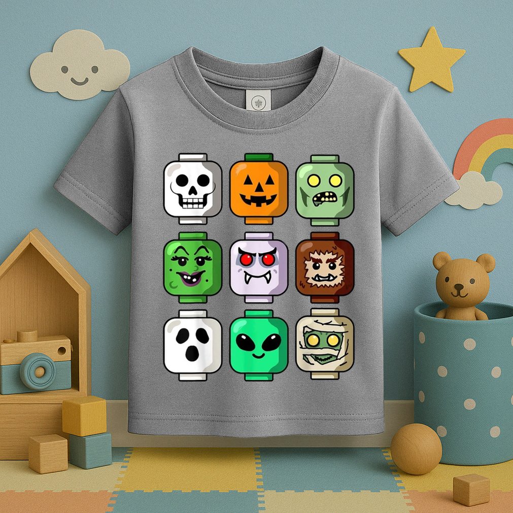 Halloween Building Brick Head Pumpkin Ghost Zombie Toddler T-Shirt