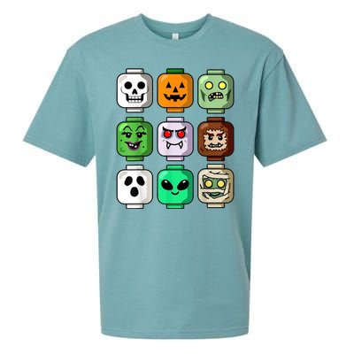 Halloween Building Brick Head Pumpkin Ghost Zombie Sueded Cloud Jersey T-Shirt