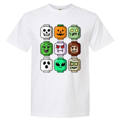 Halloween Building Brick Head Pumpkin Ghost Zombie Garment-Dyed Heavyweight T-Shirt